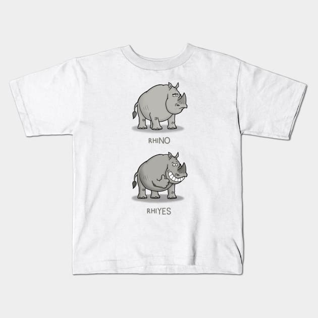 Rhino Pun Cartoon Kids T-Shirt by CarlBatterbee